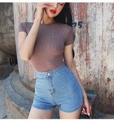 Sexy Skinny Stretch-Shorts aus Denim